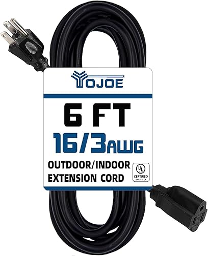 YOJOE Cable de extensión para exteriores de 6 pies para decoraciones navideñas, 163 SJTW cable de alimentación resistente al agua con enchufe de 3 YOJOE Cable de extensión para exteriores de 6 pies para decoraciones navideñas, 163 SJTW cable de alimentación resistente al agua con enchufe de 3