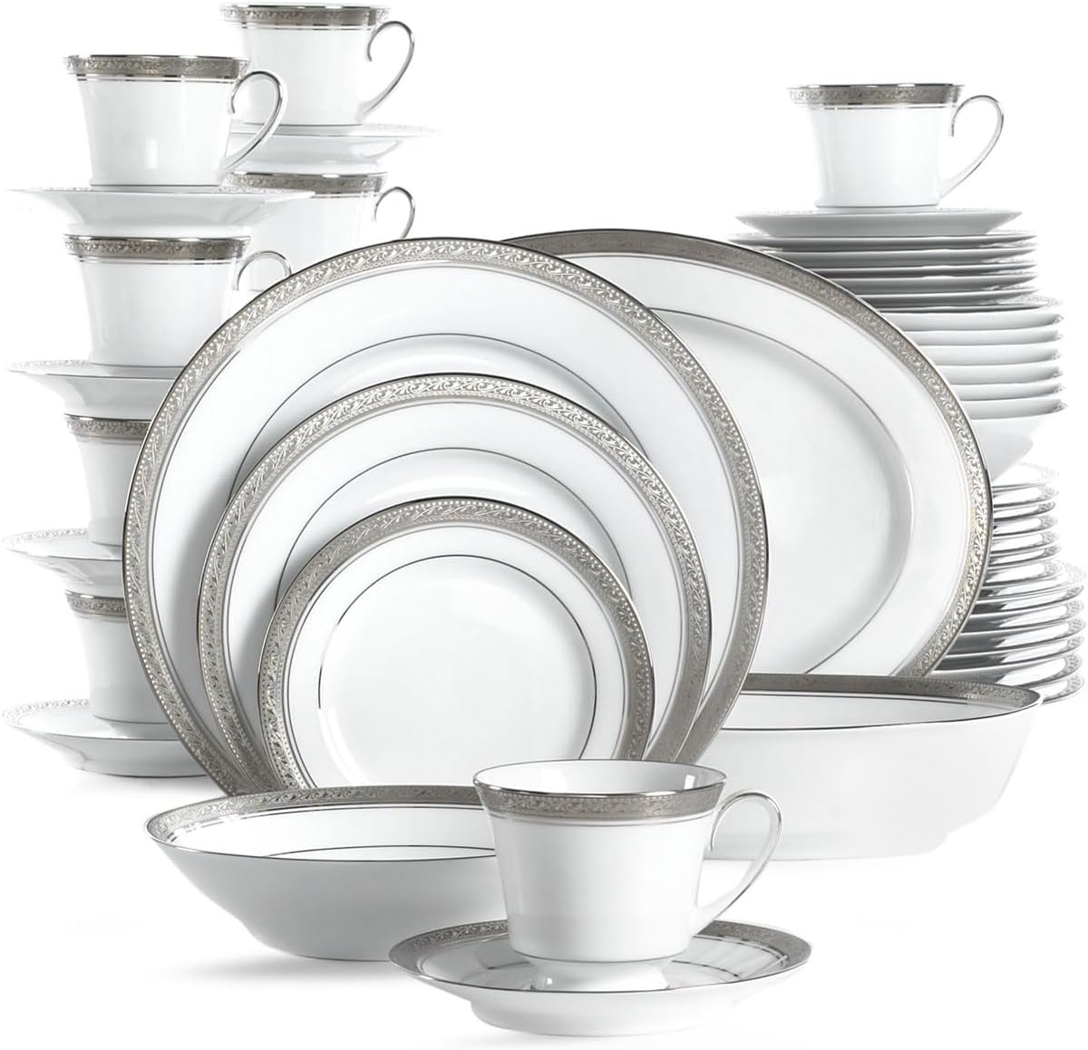 Noritake Crestwood Platinum 50 Piece Set, Service for 8