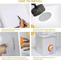 Vista 7 de Comedero para pollos sin desperdicios de 8 puertos, alimentador de aves de corral DIY de 4 pulgadas con 8 tapas, 1 sierra de corona, kit