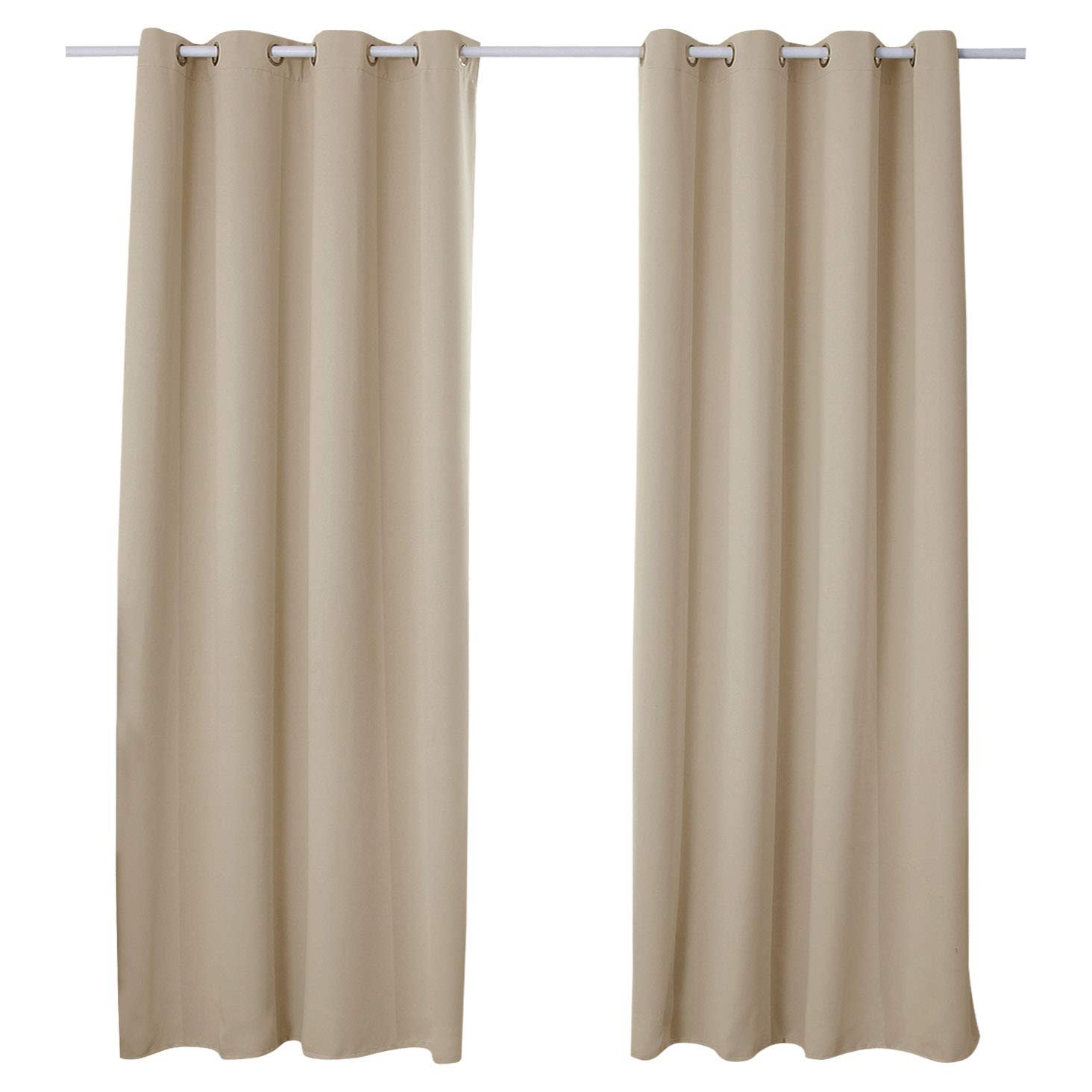 WOLTU 2er Set Gardinen mit Ösen, Verdunklungsvorhang für Wohnzimmer Schlafzimmer, Blickdicht, gegen Kälte und Hitze, 250g/m² Dicke,135x225 cm, Sand