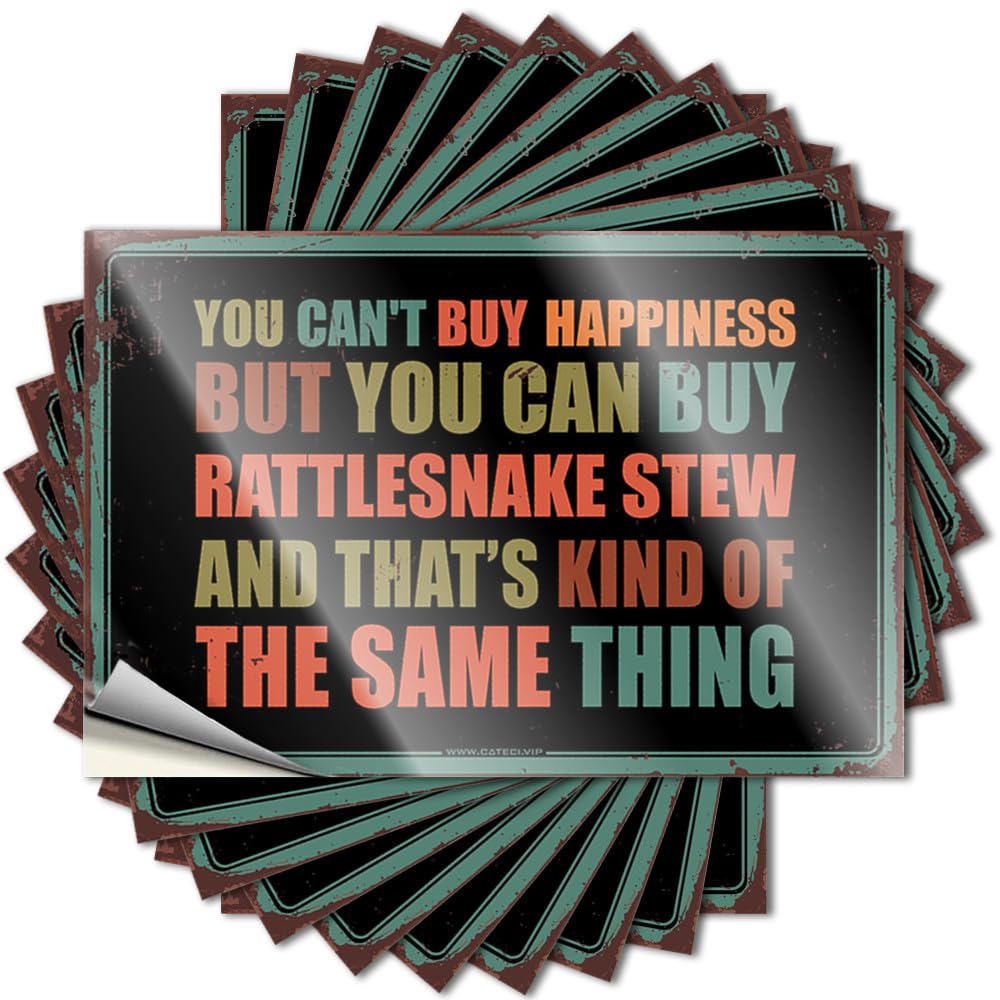 Fzfn Men's Colour Funny Sticker Farmhouse | Accent Helmet You Can't Buy Happiness But You Can Buy Rattlesnake Stew For (6X9cm)