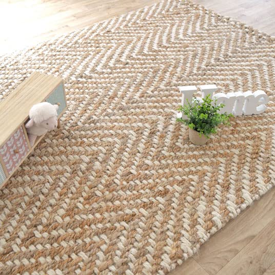 Decoweb Tapis Chevrons en Jute - 120 x 170 cm