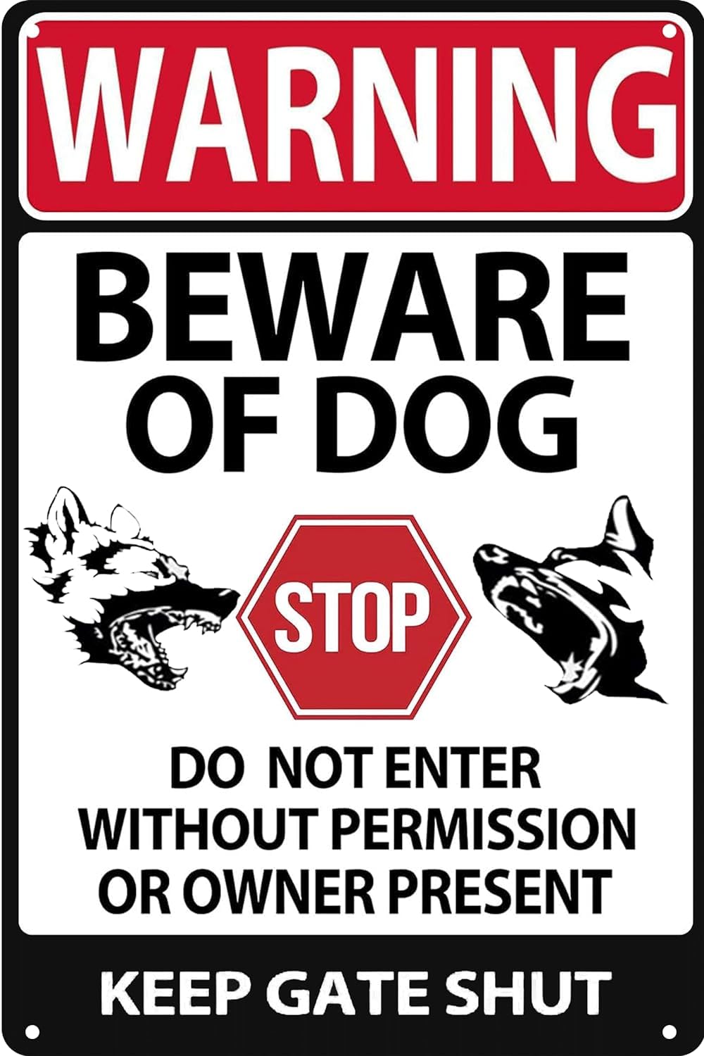 Anceky Beware of Dog Signs for Fence Warning Tin Sign, Beware of Dog DoEnter Home Room Door Accessories Poster s Kitchen Farm Garden Garage Wall Decor 5.5x8 inch
