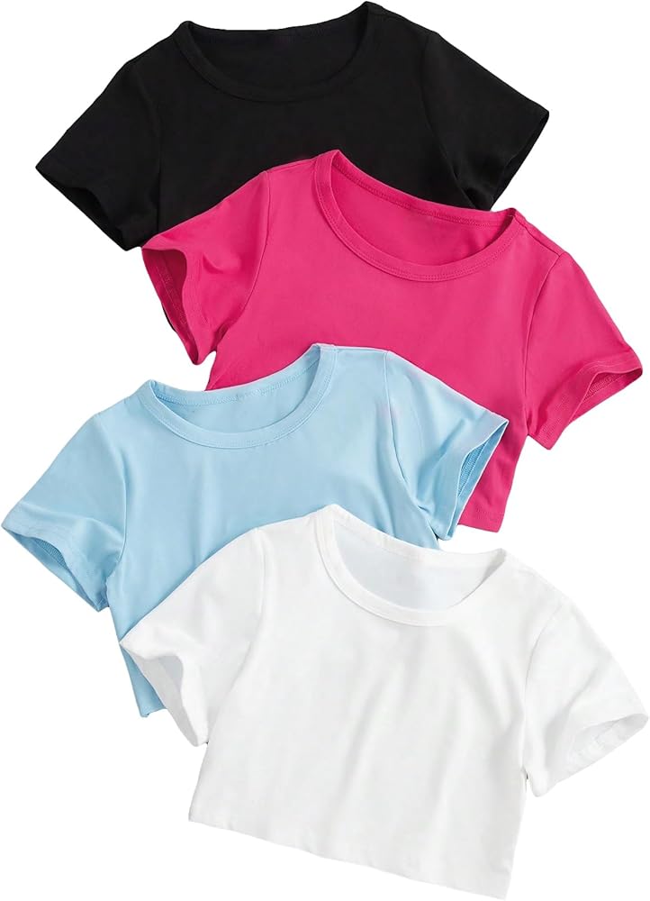 Amazon.com: SOLY HUX Girl's 4 Piece Short Sleeve Round Neck Tee T