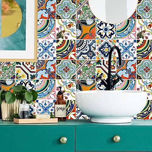 Easy Apply Just Peel And Stick Bohemian Moroccan Tile Decals 6"X6"/Pc (Multi) #TOP1