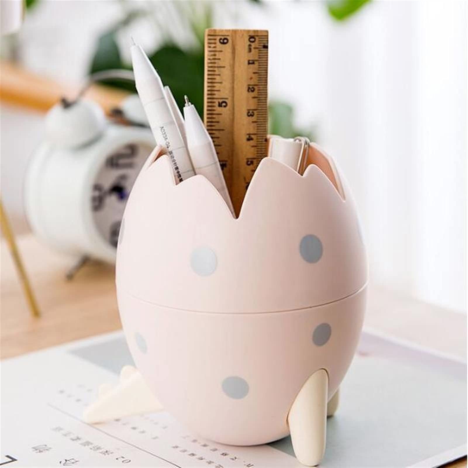 Porte-crayons, 1 morceau de mignon rond en plastique porte-stylo support bureau boîte de rangement crayon Pot conteneur papeterie boîte de rangement cadeau for enfants porte-crayons(Pink)