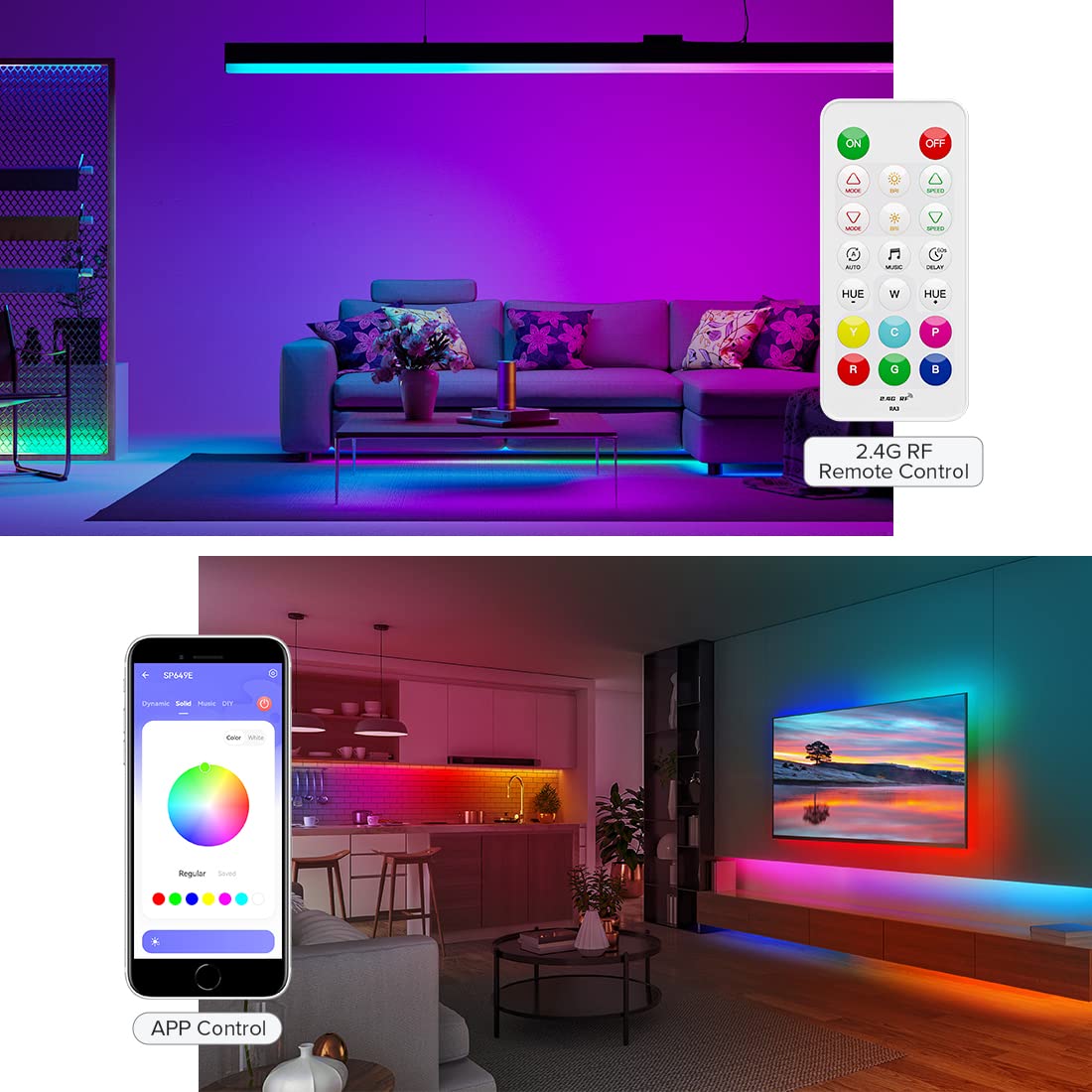 BTF-LIGHTING FCOB - Striscia LED COB RGBW IC, 24 V, 5 m, 784 LED/m, set | Adrizzabile RGB + bianco naturale 4000 K, cambio di colore, ad alta densità, flessibile, con controller SP649E e alimentatore