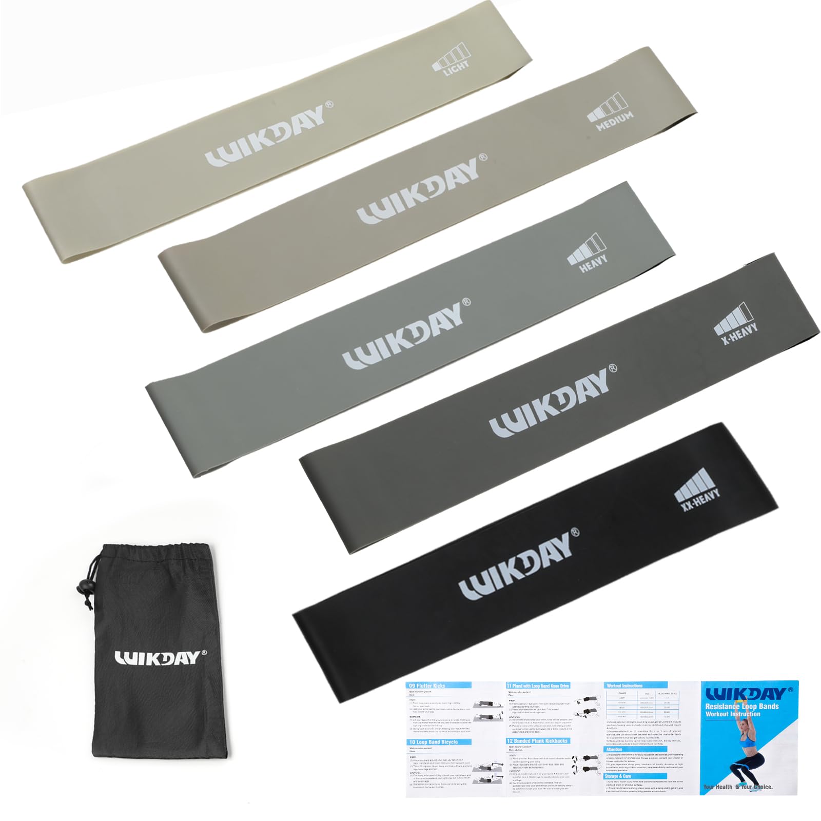 WIKDAY Resistance Bands for Working Out Exercise Loop Bands Workout Bands Set for Men Women Body Stretching, Crossfit Training, Home Workout, Physical