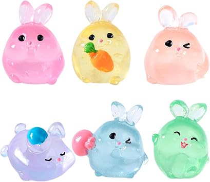 6PCS Rabbits Resin Fairy Garden Accessories Glow At Night Miniatures Desk Decoration Home Decor