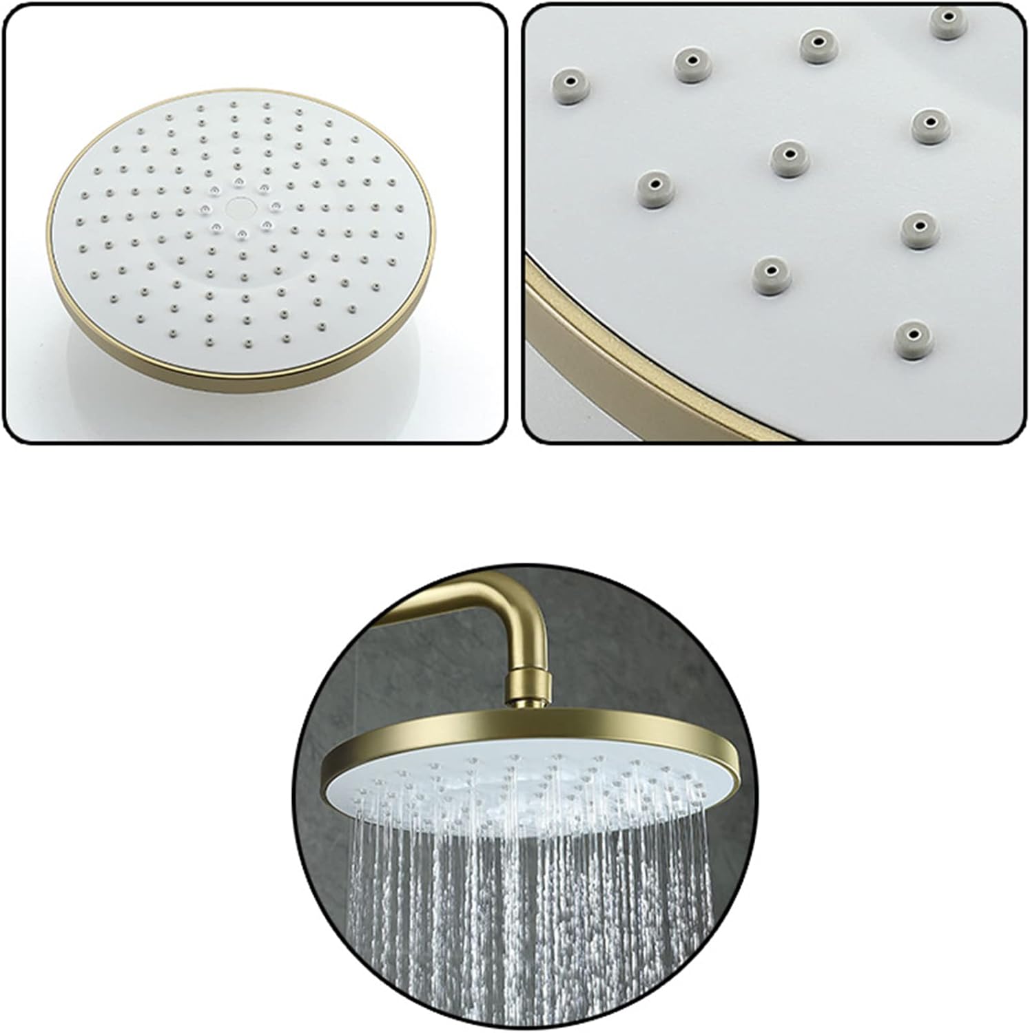 Bathroom Shower Faucet Set Brushed Gold 304 Stainless Steel Shower Fixture Wall Mounted Rain Shower System with 9 Inch Shower Head and Hand Shower Hot Cold Shower Mixer Set