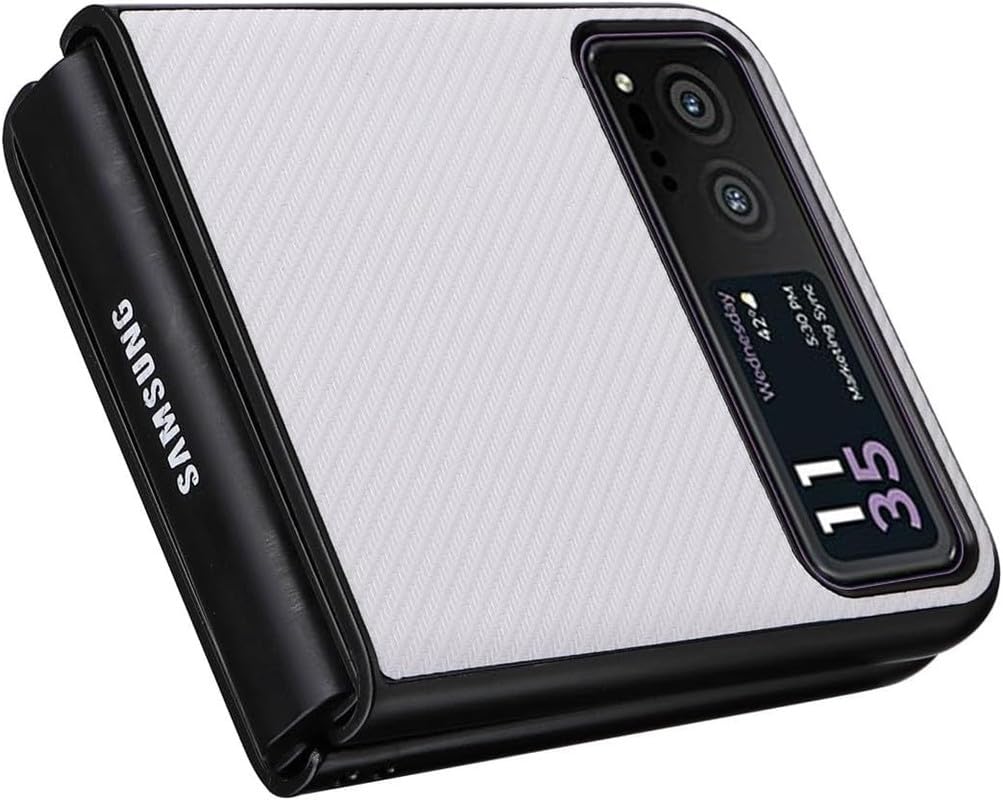 Helix Slim Case Compatible with Moto Razr 40 6.9″, Carbon Fiber Premium Thin Hard PC Leather Case Cover for Moto Razr 40 6.9″ – White Helix Slim Case Compatible with Moto Razr 40 6.9″, Carbon Fiber Premium Thin Hard PC Leather Case Cover for Moto Razr 40 6.9″ – White