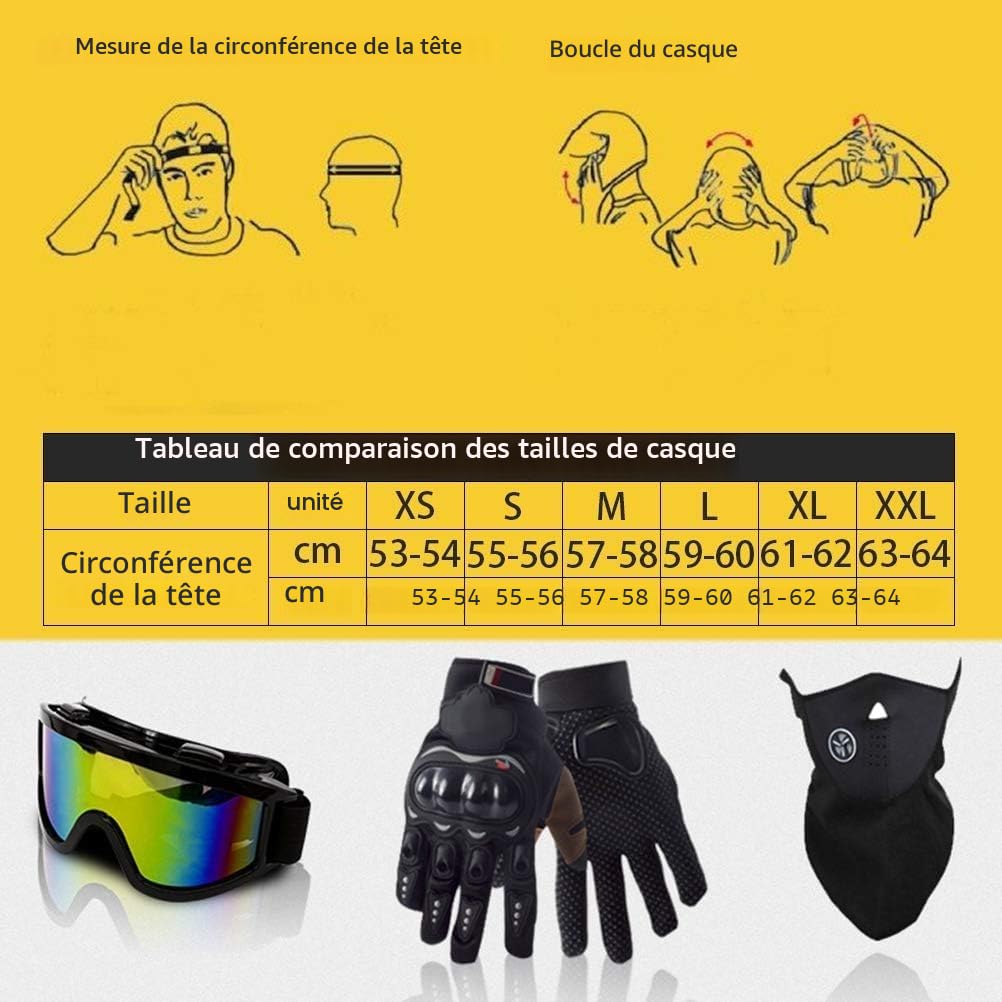 Casque de Motocross Professionnel pour Enfants et Adultes - Casque de Motocross Tout-Terrain avec Lunettes de Protection, Gants, Masque Facial