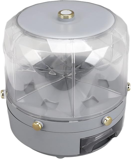 Wifehelper Rotatable Grains Storage Box, Rotating Rice Dispenser Large Capacity Independent Rice Bucket 6 Grid Individual Button 360 Degree Rotating for Restaurant (Grey)