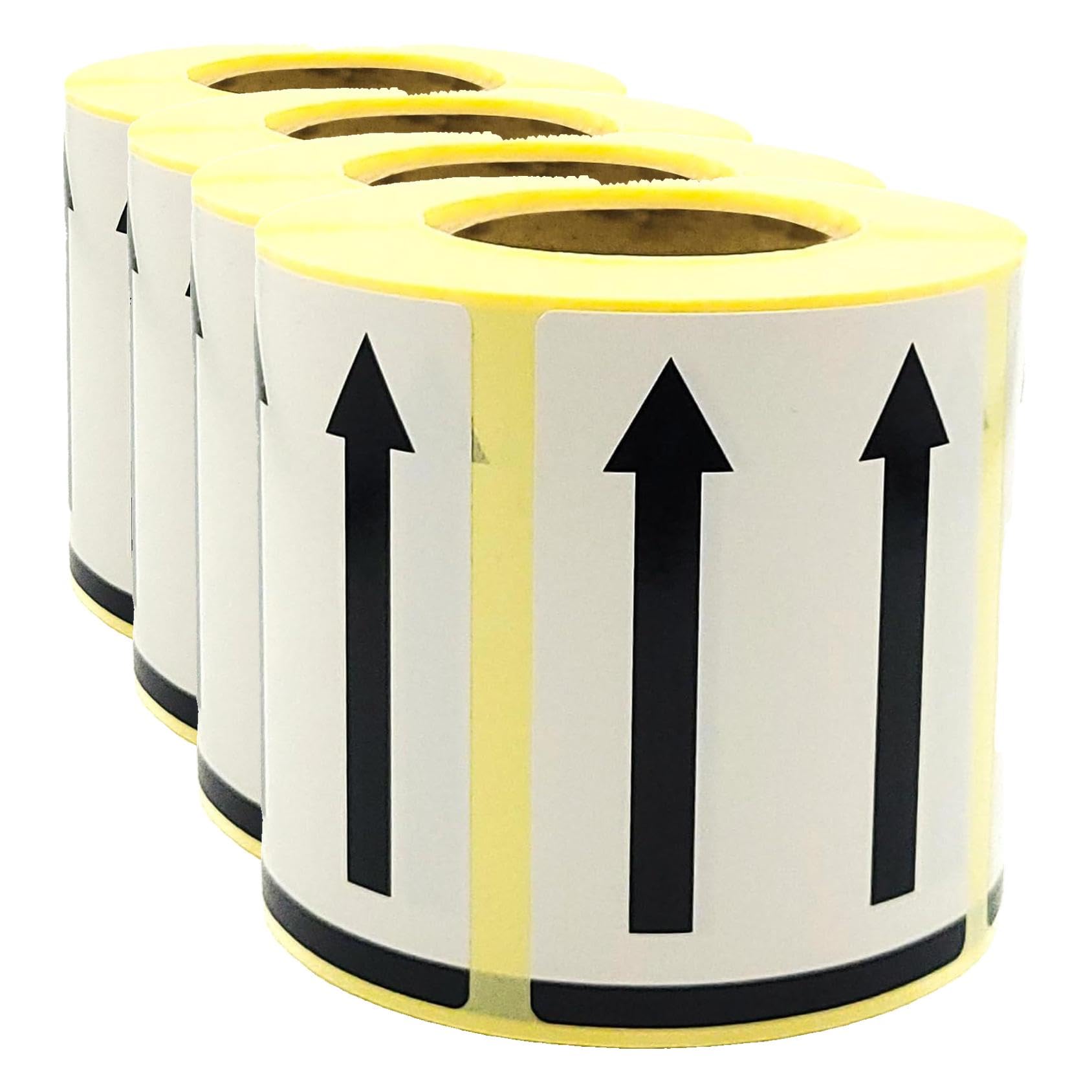 Lot de 2000 étiquettes d'avertissement en rouleau - 50 x 70 mm - Double flèches - Côté vers le haut - Symbole de flèches - Utilisable pour l'expédition