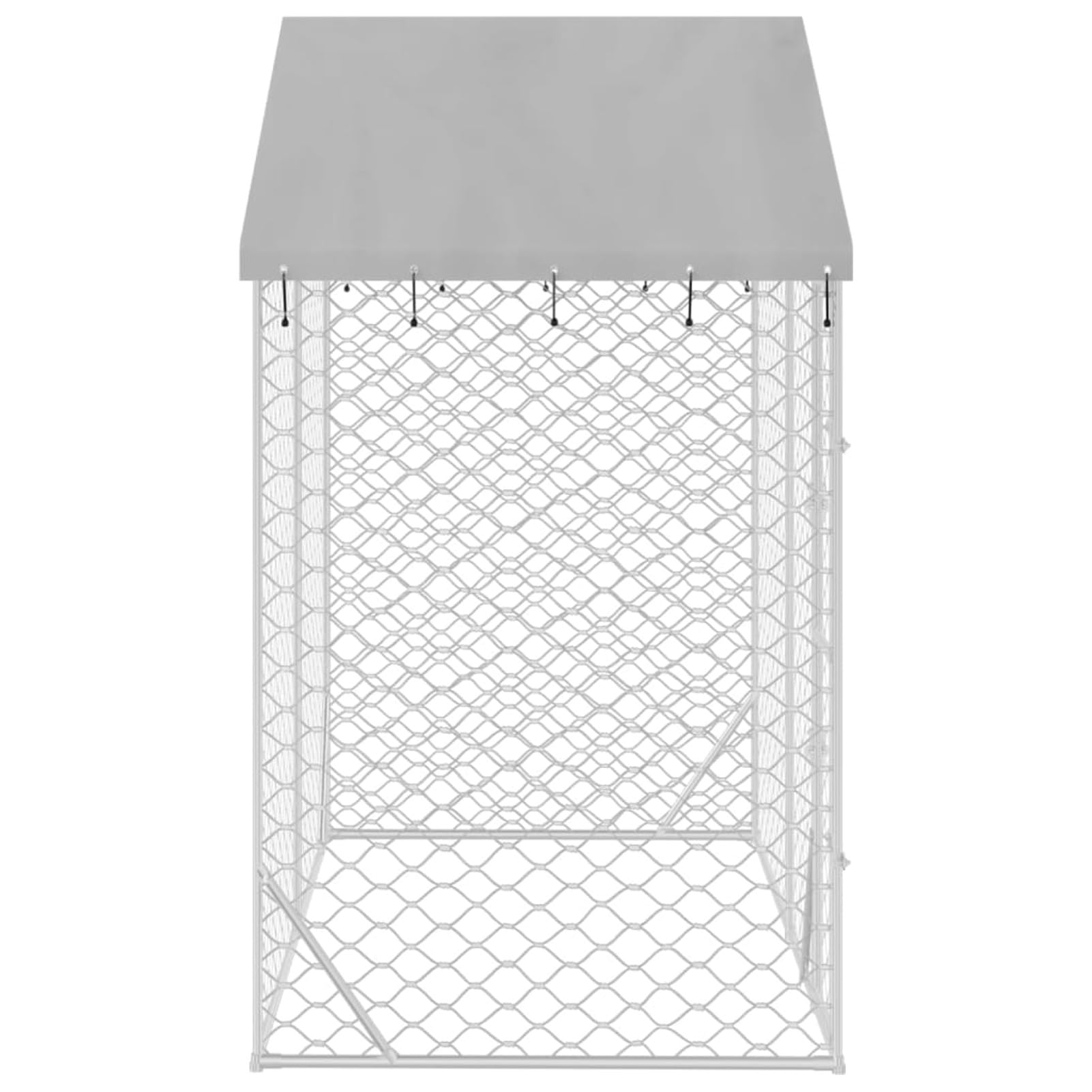 IKAYAA Recinto per Cani da Esterno Kennel per Cani da Esterno Recinto per Animali Gabbia Cani con Copertura-3 x 1.5 x 2.5 m