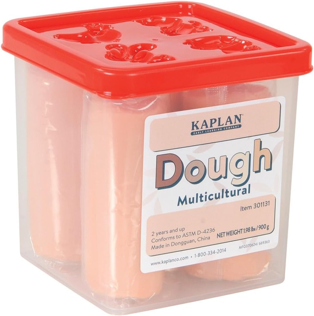 Kaplan Early Learning Multicultural Modeling Play Dough - Set of 6 Skin Tone Colors (1.98 lbs. Each): Beige, Brown, Caramel, Chocolate, Oat, and Warm Peach - For Classroom Art Projects or Craft Activi