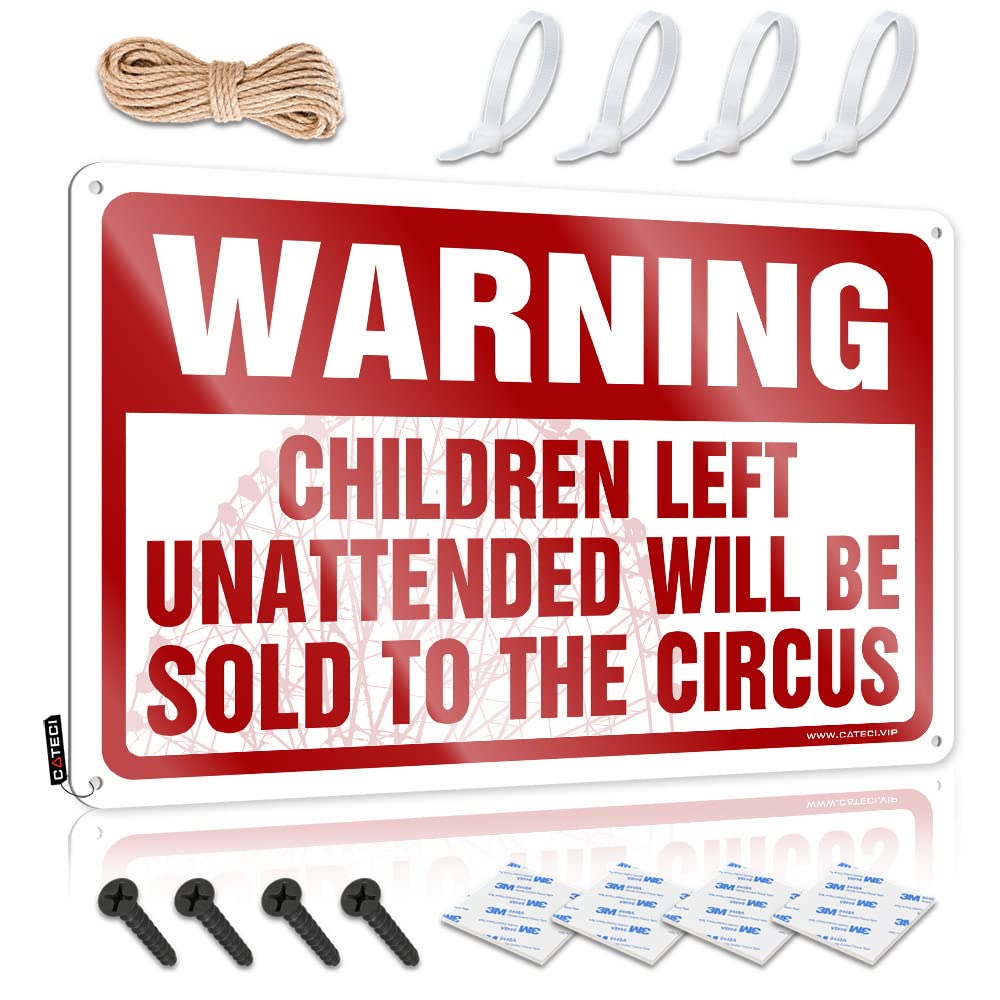 Fzfn Colour Warning Children Left Unattended Will Be Sold To Circus Cool Wall Decor Grunge Decorative | Premium Waterproof Hanging Art For Barn Living Room(30X40cm)