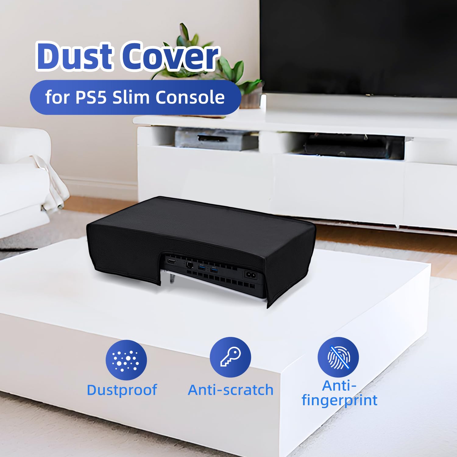 Antyzarysowany/wodoodporny pokrowiec ochronny tylko dla PS5 Slim Digital Edition i Disc Console - NIE DLA PS5 poziomych - Czarny
