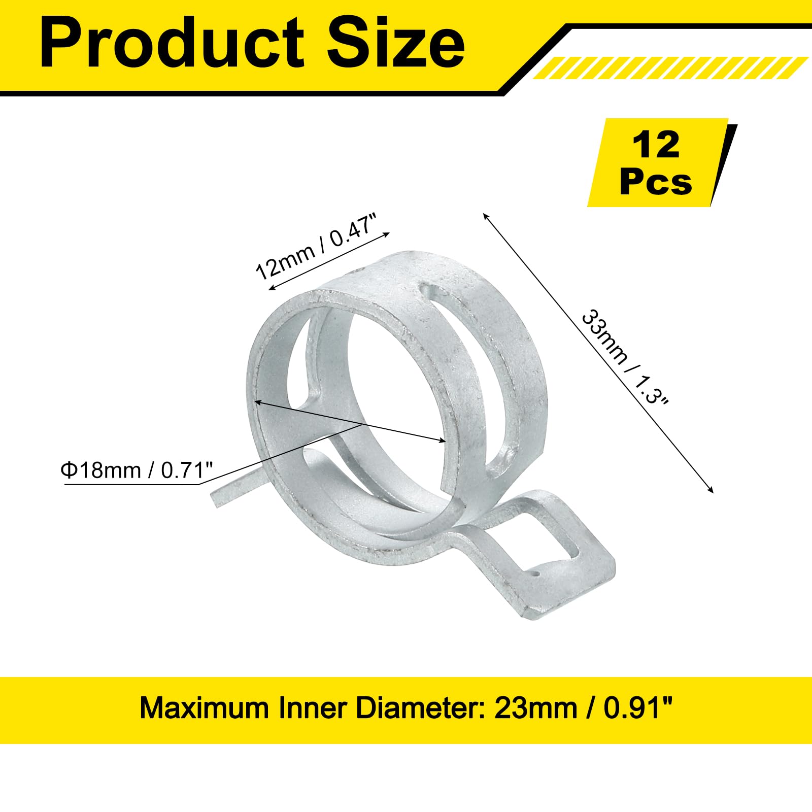 Sourcingmap 12Pcs Spring Band Type Action Fuel/Silicone Vacuum Hose Pipe Clamp - Image 2