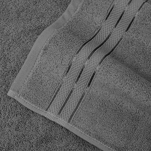 Image of Elegant Comfort Three Line Popcorn Extra Large Luxury Bath Towel - 40 inch x 80 inch inch, Premium Hotel Spa Quality 1 Piece Oversized Bath Sheet 100% Turkish Cotton Super Soft Highly Absorbent, Charcoal Gray