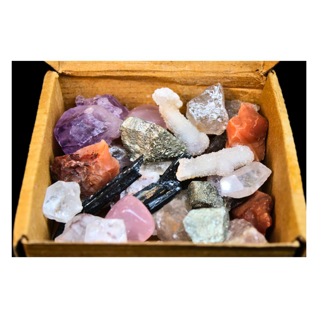 Raw Crystals Stone Collection 250 Gram Natural Crystals Mineral Specimens Mixed Gemstones Stone Size Approximately 2x1 inch (BUY 2 Box)