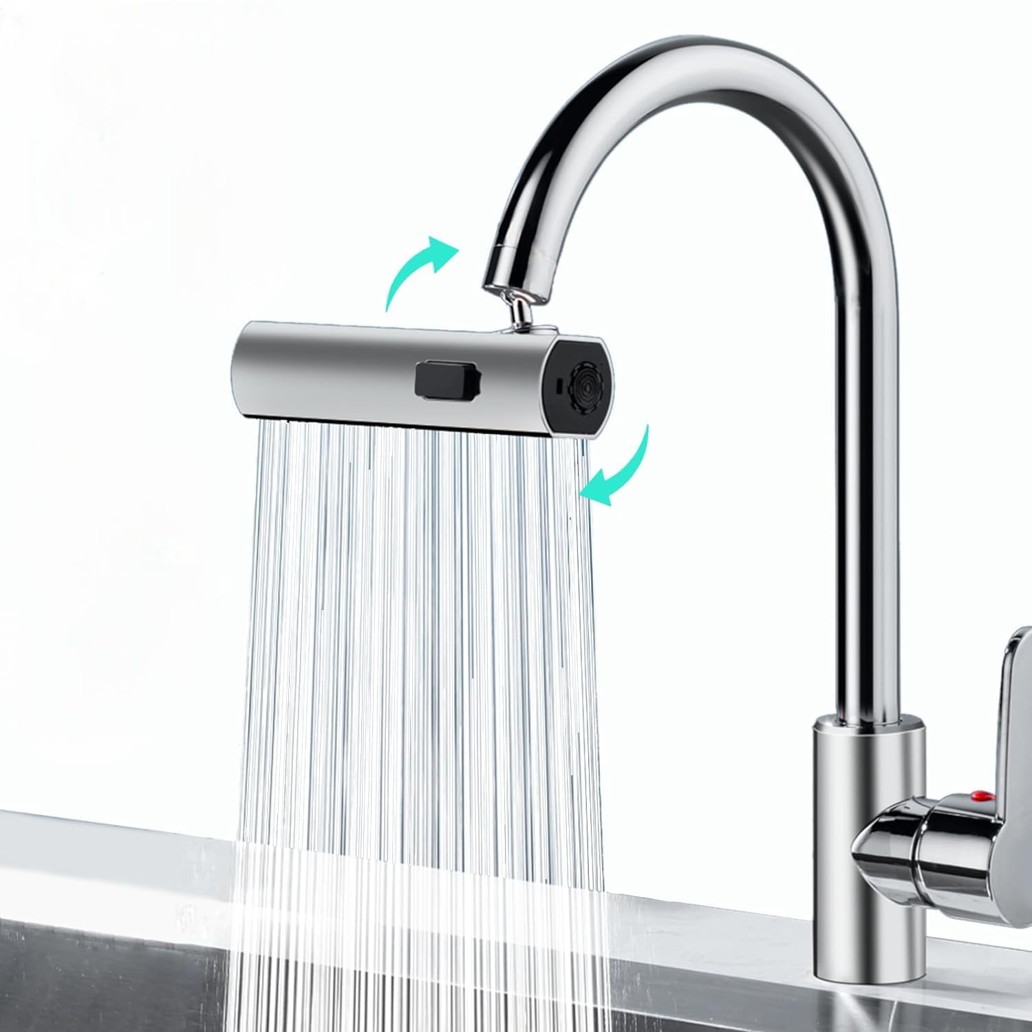 Waterfall Faucet Extender for Kitchen Tap | 360° Rotating Sink Spray Head with Adjustable Water Flow | Splash Filter Faucet Attachment for Kitchen Bathroom Wash Basin Tap-image-38