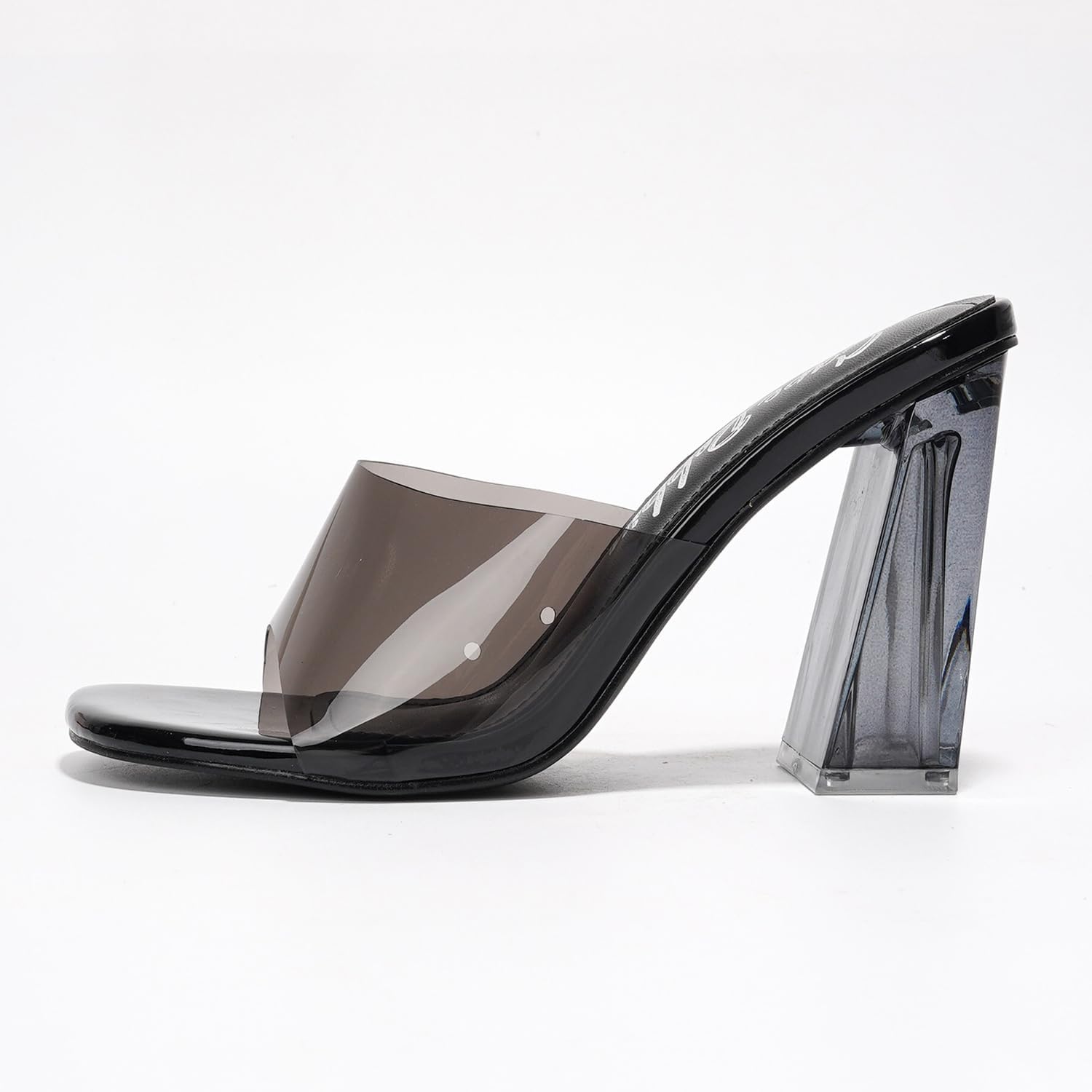 Cape Robbin Clear Slip On Block Heels for Women - Square Toe Chunky Dress Shoes for Women - Transparent Heeled Mule Sandals with 3.75 Inch Heel (Lynnett) - Image 4