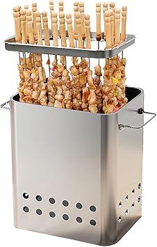 Vertical Grill,Smokeless Barbecue Hanging Grill, Portable Stainless Steel Charcoal Grill with 26 Skewers