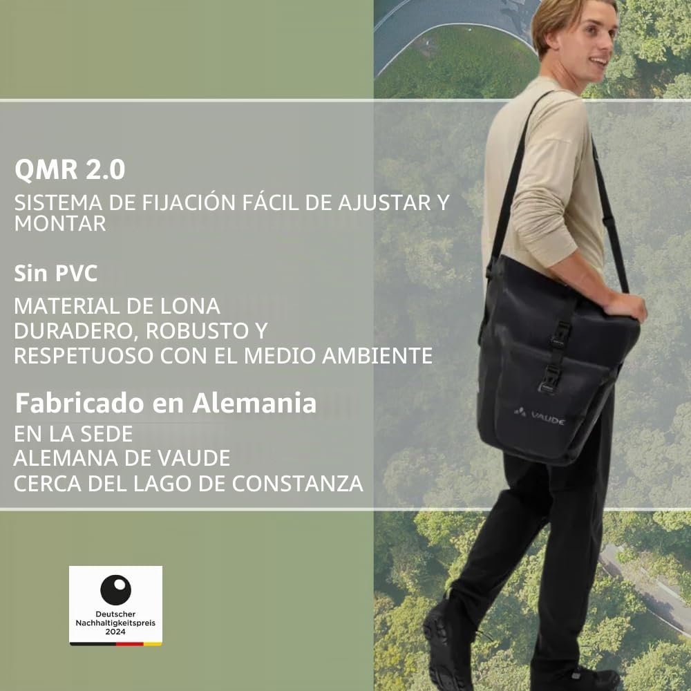 VAUDE Aqua Back Plus – Alforjas para bicicleta – Juego de 2 bolsas para bici adaptables a la carga e impermeables – Par de portabultos para rueda trasera