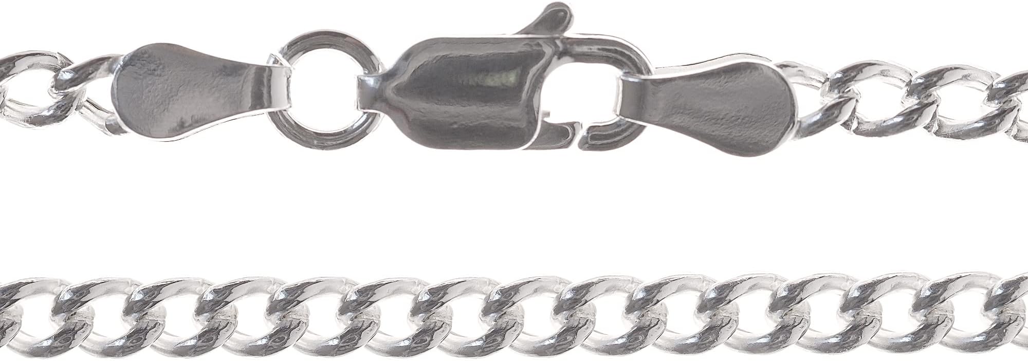 Markylis GENUINE SOLID STERLING SILVER LIGHTWEIGHT CHUNKY CURB CHAIN NECKLACE - 3mm Gauge - Choose your length