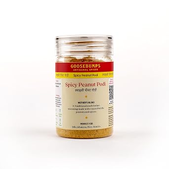 GOOSEBUMPS Spicy Peanut Masala Podi | Traditional, Home-made, Dry Roasted | Vegan Spice | 100% Natural Ingredients | Artisanal & Authentic | 90 GMS