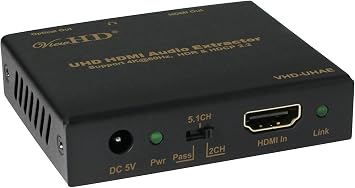 ViewHD Newest Ultra HD HDMI Audio Extractor Support 4K@60Hz, HDR, Dolby Vision and HDCP 2.2 | HDMI 2.0 | 18Gpbs | SUHD | Ultra HD | Model VHD-UHAE