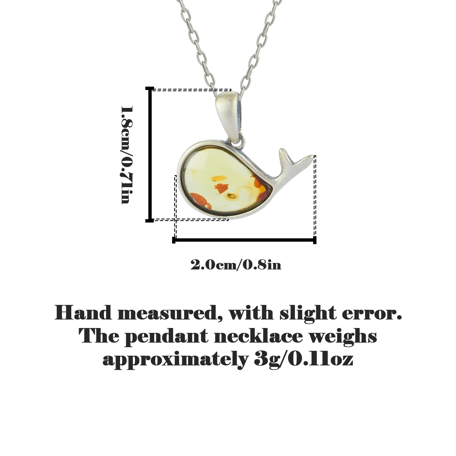 925 collar de ámbar natural del mar Báltico incrustado plata pura, diseño fresco pequeño delfín, colgante de piedra de energía ámbar pulido, caja de regalo de madera embalaje