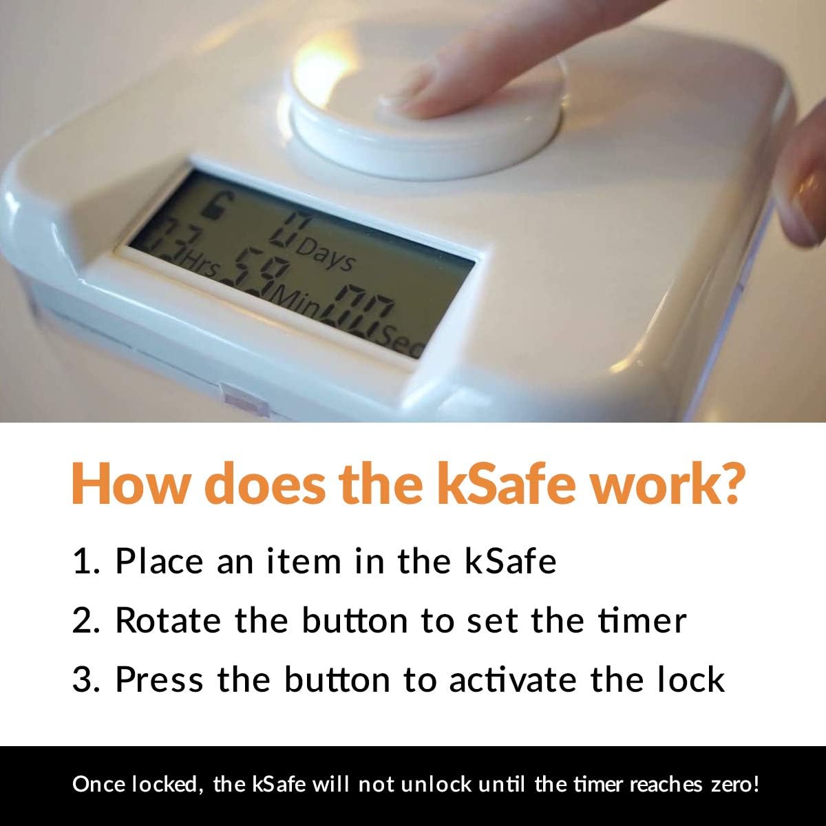 kSafe Time Locking Container, Break Bad Habits - Quit Smoking, Snacking, Drinking & Gaming Addiction, Phone Jail, Medication Lock Box, Family Time (Medium, White Lid + 5.5” Clear Base)