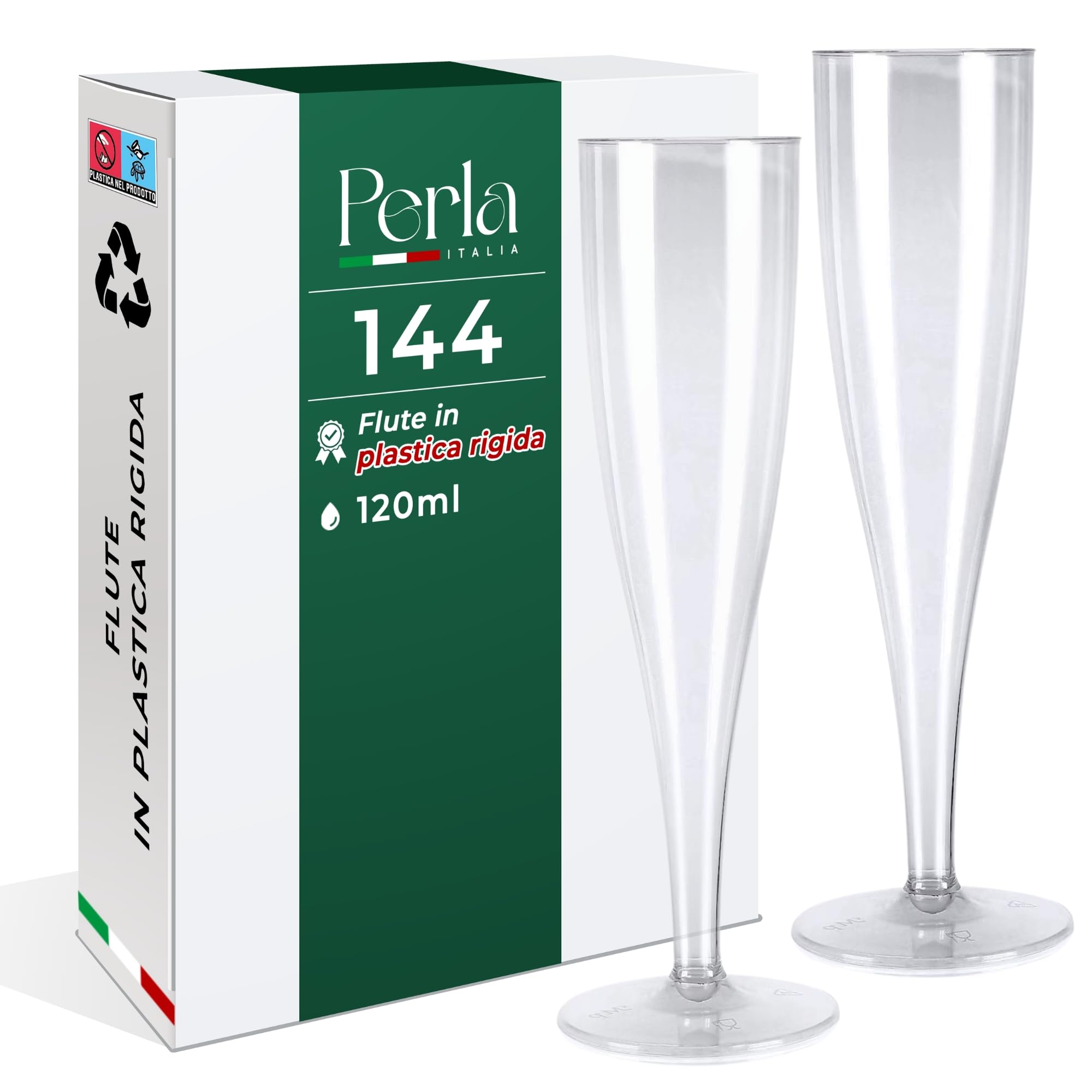 Flûte Da Champagne In Plastica 120ml - 144 Pezzi Trasparenti E Riutilizzabili Per Feste, Matrimoni E Celebrazioni - Foto 4