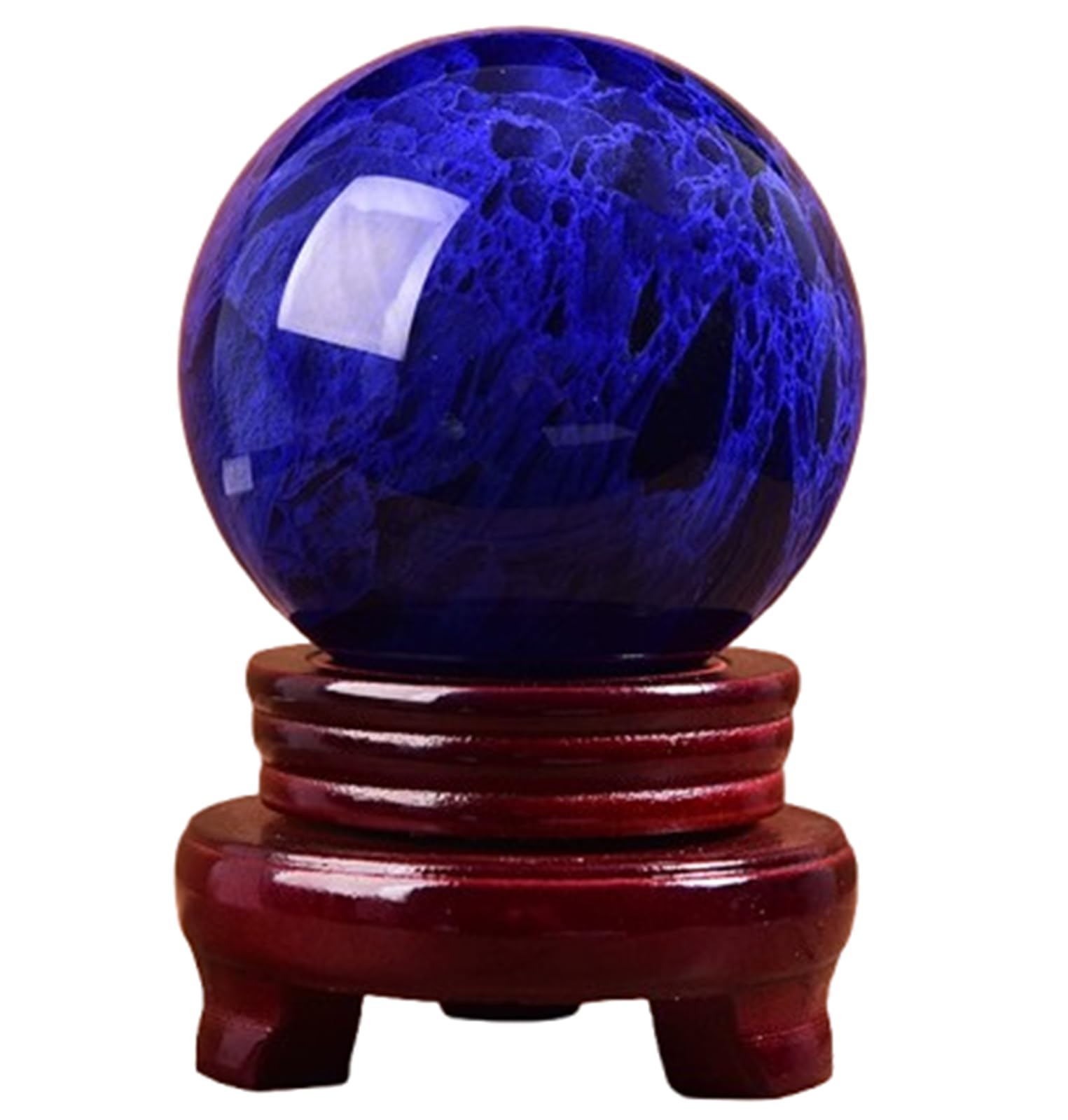 DPURPIWADY Blue Melting Quartz Crystal Ball,Decorative Photography Accessory, Sphere with Stand for Feng Shui Orb,Home Decoraive,3.14"(8cm)