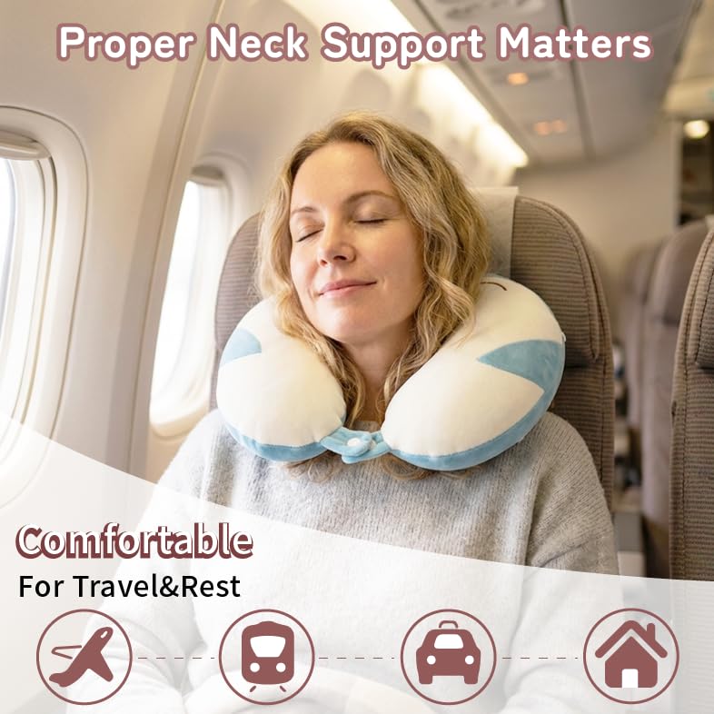 Image of Memory Foam Travel Neck Pillow for Teens and Adults, Penguin Design