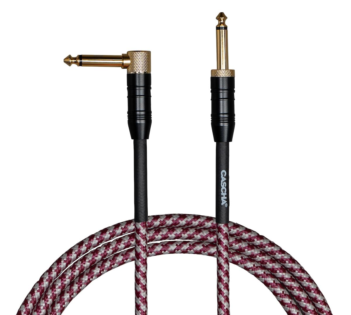 CASCHA Professional Line Guitar Cable, Angled, Tweed Red, 9 m - Image 2
