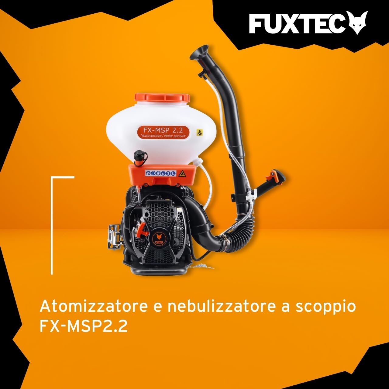Spruzzatore atomizzatore chimico a zaino Fuxtec - 2 tempi - 2.95CV - motore a benzina - capacità 26L - diserbante - fertilizzante - sale invernale - protezione piante - polvere o liquido - FX-MSP2.2