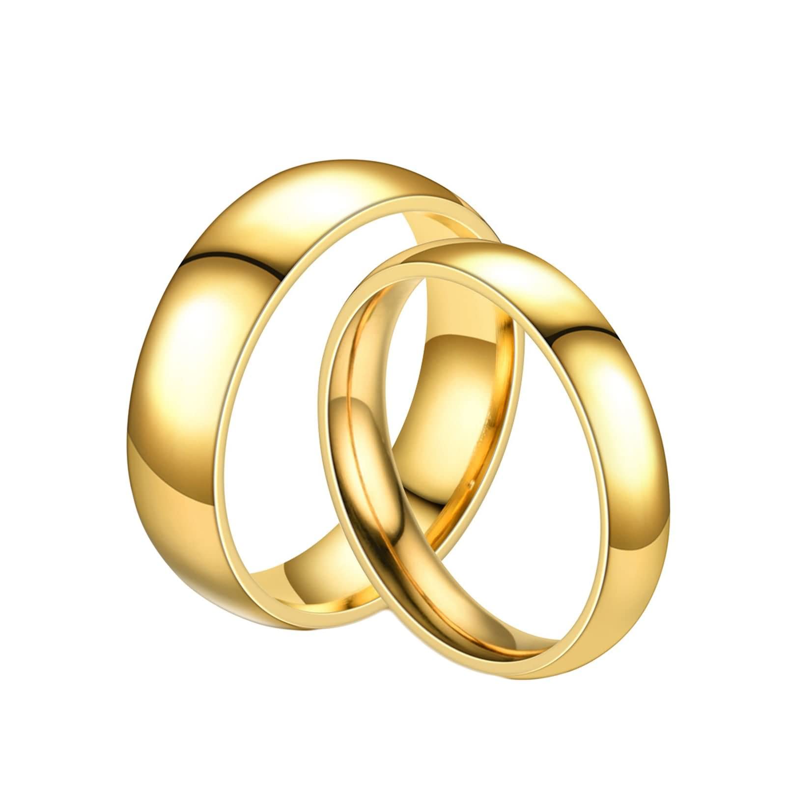 Homxi Anillo Hombre Anillos Mujer,Anillo Parejas Personalizados Anillos Acero Inoxidable Unisex 4/6MM Anillo Oro con Redondo Pulido
