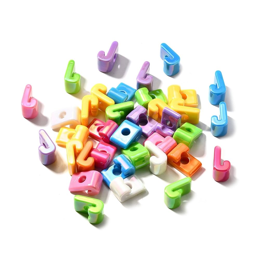 DanLingJewelry 40Pcs Random Rainbow Large Letter J Acrylic Beads AB Colour Iridescent Alphabet Keychain Beads for Bracelets Necklaces Jewellery Making โ image 1