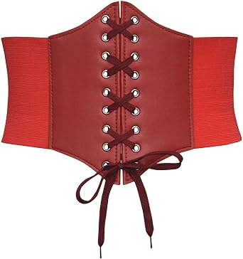 HGps8w Waist Corset for Women Retro Elastic Lace-up Wide Waist Cinch Belt Underbust Adjustable Corset Waspie