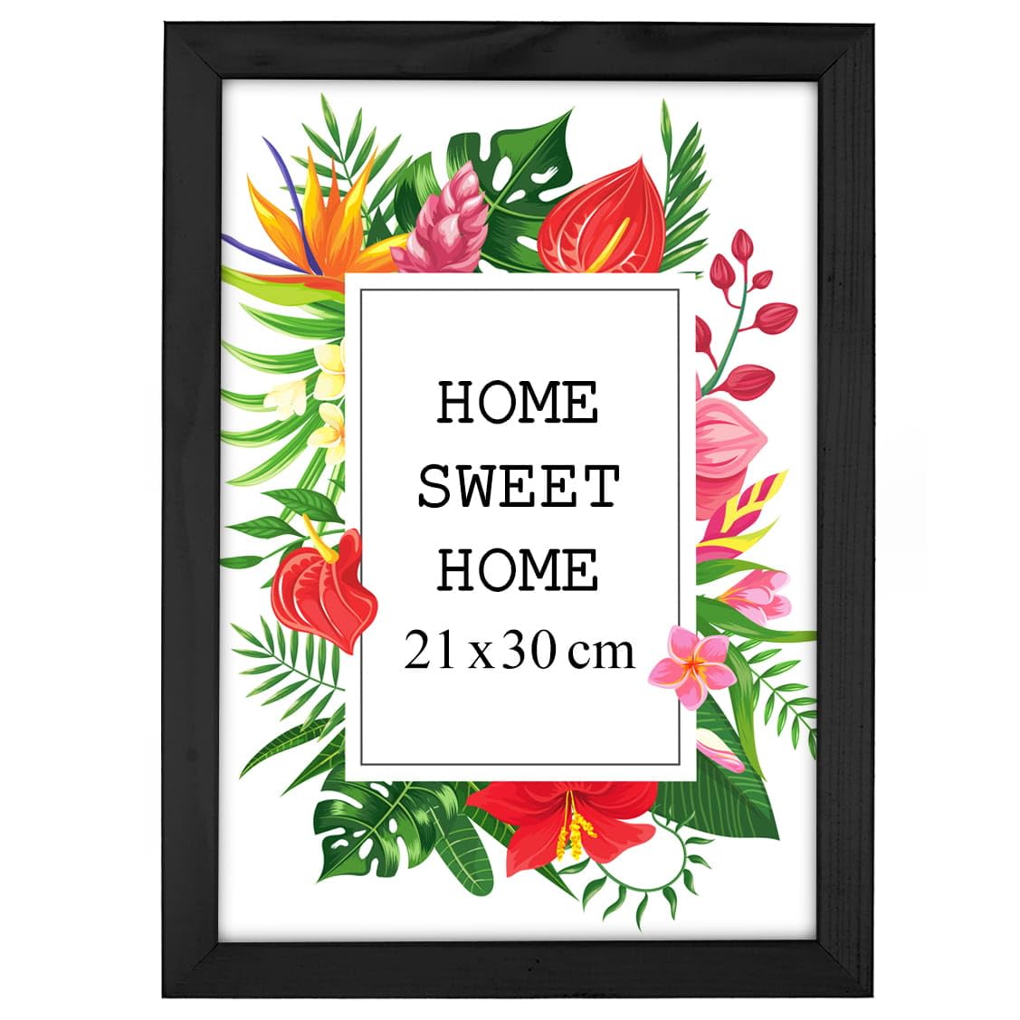 Mg Design Black Wooden Photo Frame A4 8.3 X 11.7 In (21 X 29,7 Cm) – Shatter-Resistant Acrylic Glass – Wall Mount Portrait & Landscape