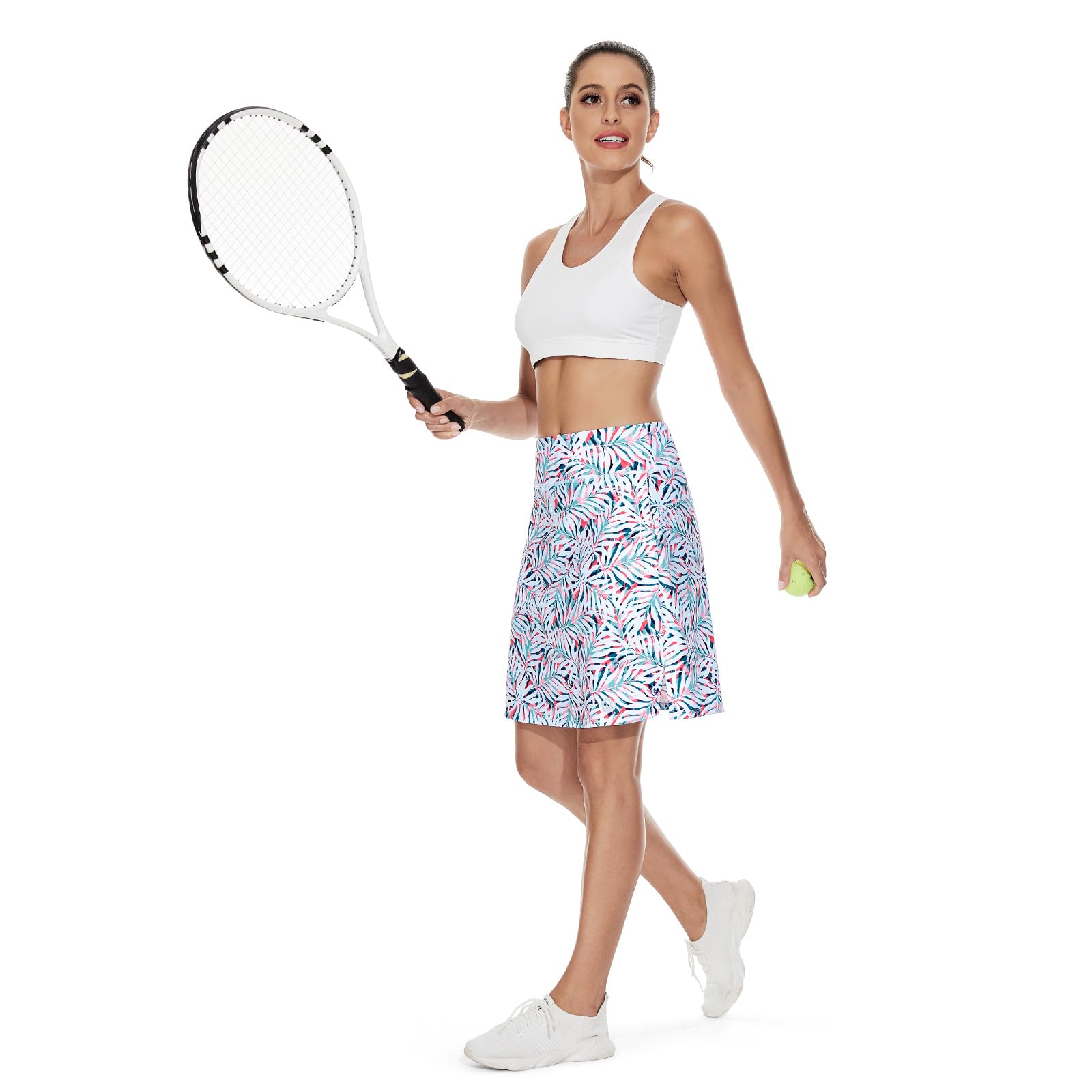 M MOTEEPI Faldas modestas hasta la rodilla para mujer, para tenis, atletismo, golf, con bolsillos, protección UV, cintura alta