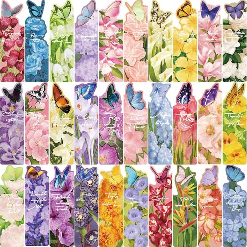 moin moin しおり ブックマーク 蝶 30枚セット 【 本にとまっているよう 】 花 おしゃれ 英字 英語 可愛い 紙製 美麗 イラスト モチーフ 花柄 読書 プレゼント ギフト 大人 女の子 学生 かわいい 文房具 2510sor138