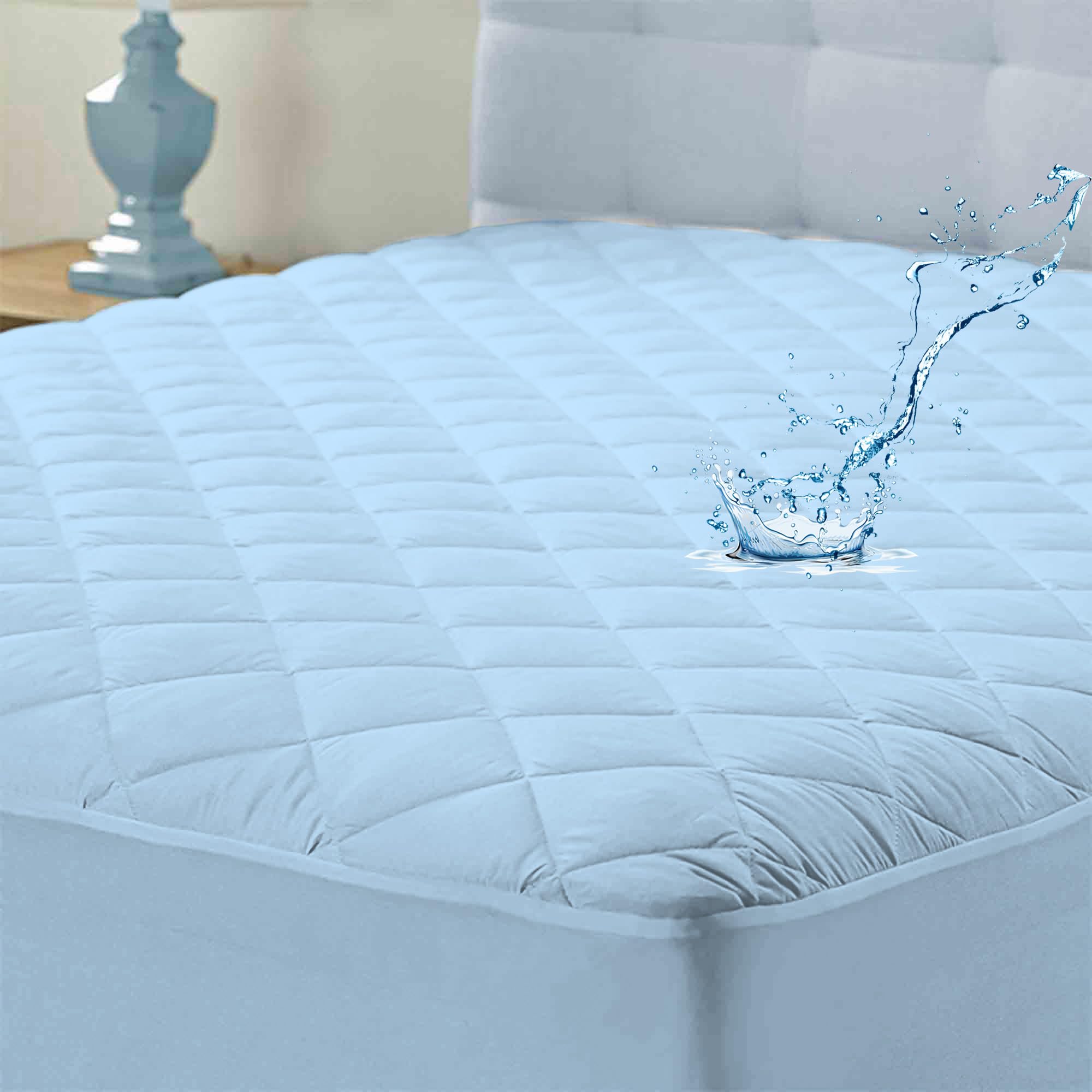 Ayka 100% Waterproof Cotton Quilted Mattress Protector King Size Breathable Hypoallergenic Noiseless Ultra Soft Fitted Bed Protector 72x72 inch Mattress/Bed Cover (King 72x72 inch | 6x6 ft, Blue)