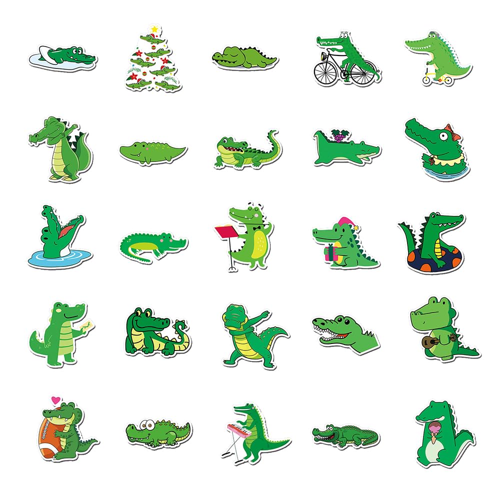 Naklejki z krokodylem, winylowe, wodoodporne, na laptopa, telefon, tablet, bagaż, butelkę z wodą, rower, samochód, urocze zwierzęta (krokodyl)