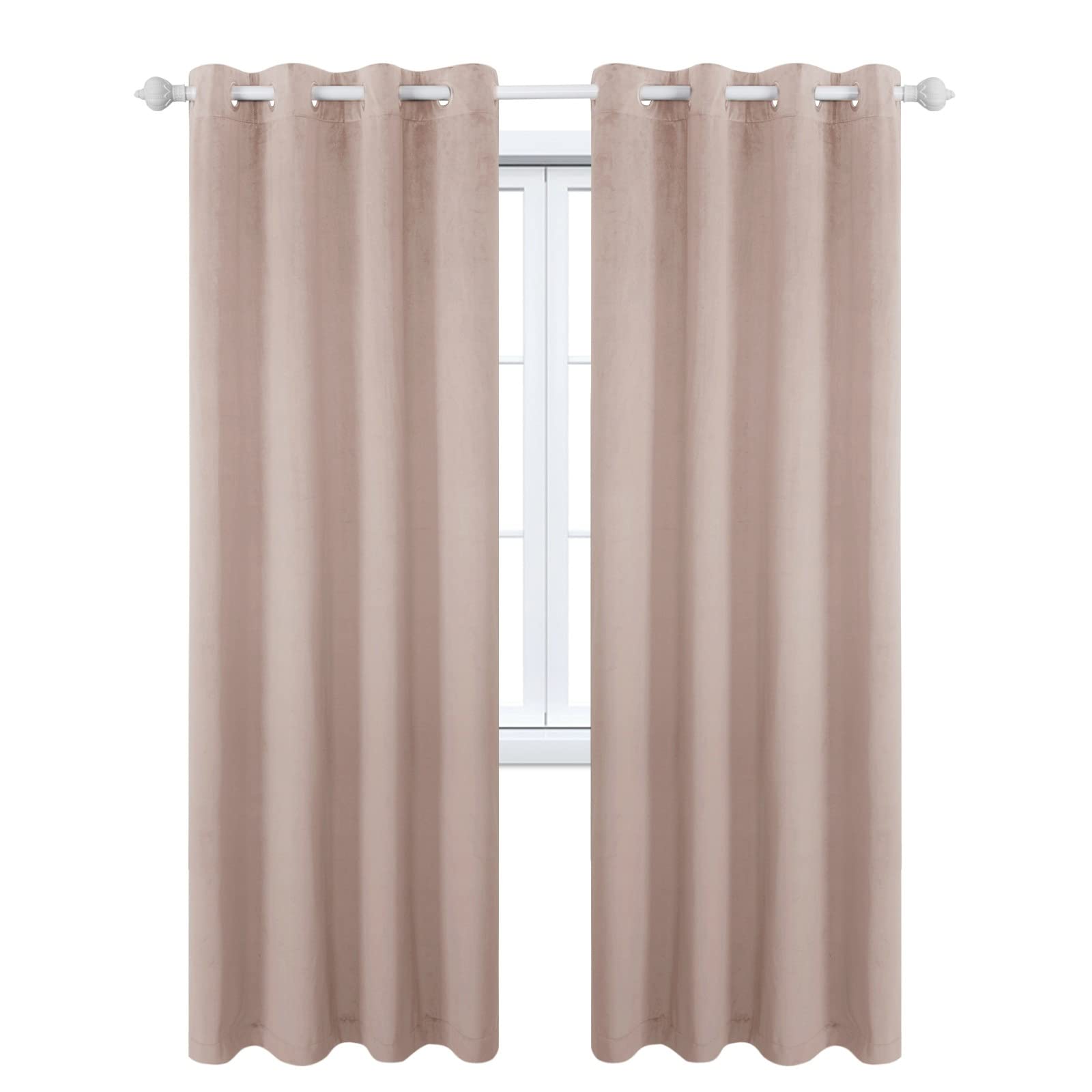 Rideaux occultants pour chambre d'enfant gris et rose en velours doux