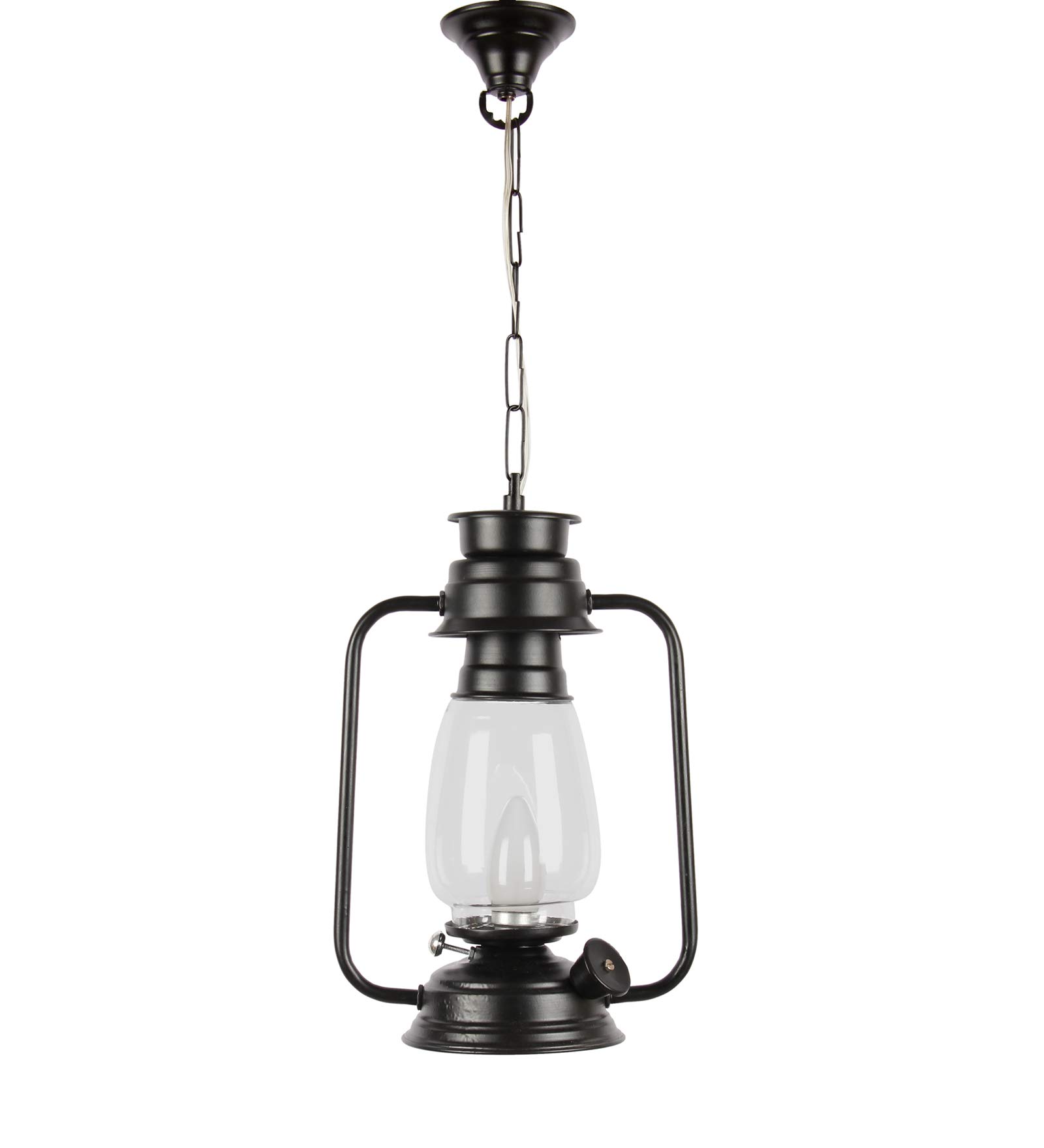 Devansh Black Clear Glass Lantern Hanging (Black) 3