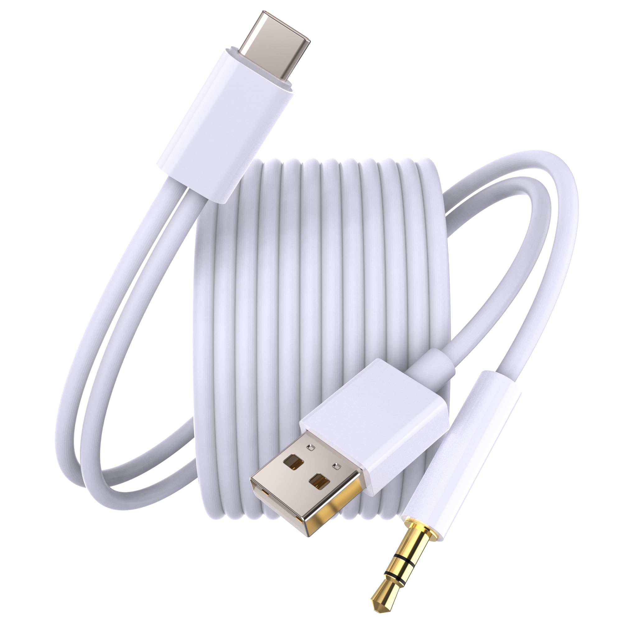 LMUBOY 2-in-1 Aux to USB-C Cord for Old Car[No Buzzy],[MFi Certified] Type-C to 3.5mm Audio Aux Cable with Charging|USB C Male to Car Stereo Cable for